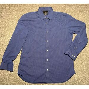 Bonobos Tech Button Down Shirt Large Long blue Bay Dot Slim Fit Nylon Spandex